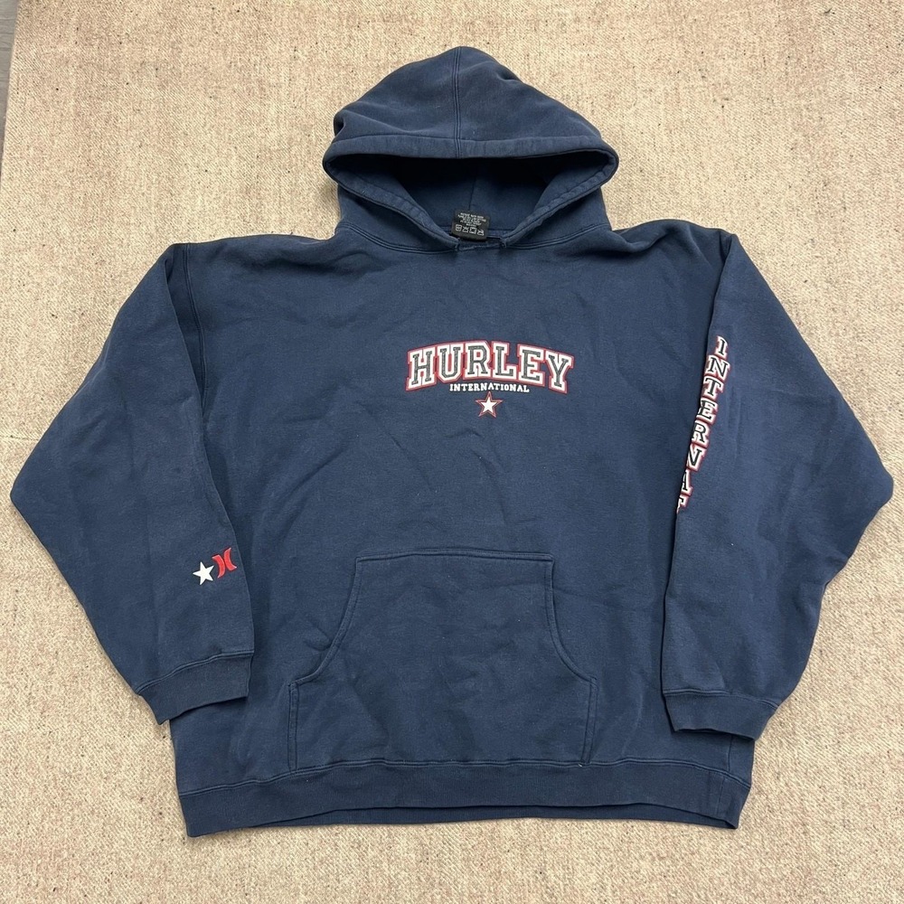 Vintage Hurley Hoodie Mens XL Blue 2000s Y2K Surf Street Skate